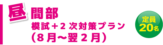 昼間部　模試+2次対策プラン（8月～翌2月）
